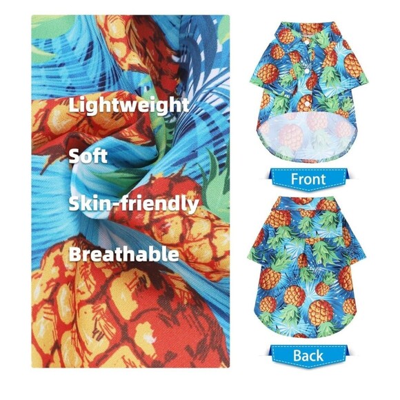 Pupteck Hawaiian Dog Shirt Puppy Polo Shirt Pineapple Costume for Pets - Medium - Picture 2 of 8